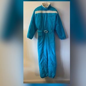 Vintage Obermeyer Blue and White women’s Skisuit